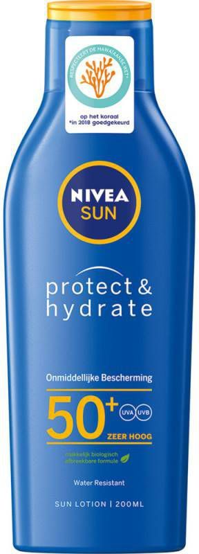 NIVEA SUN Zonnebrand Protect&amp;Hydrate Zonnemelk SPF 50+ 200 ml