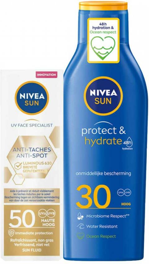 Nivea Sun Zonnemelk + Luminous Gezicht Zonnebrand Pakket