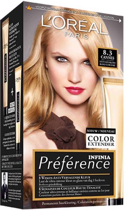 L'Oréal 3x Preference Haarkleuring 8.3 Cannes Licht Goudblond